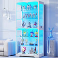 BROTTAR Display Cabinet with Glass Door, 6-Tier 71" Curio Cabinet with 3 Color Lights for Collectibles, Display Case