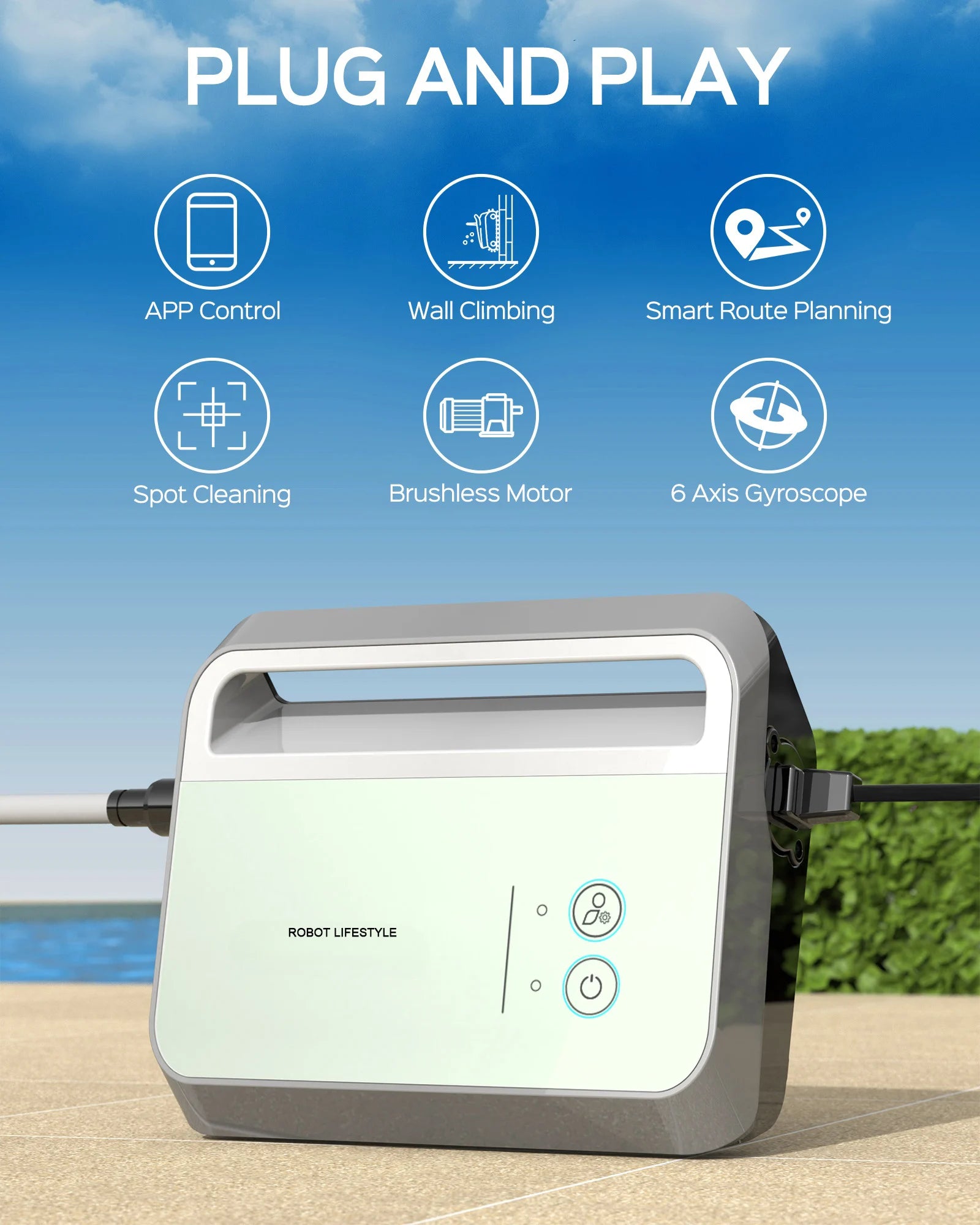 Pool Vacuum Cleaner with 18m Floating Cable Robot Swimming Pools Cleaning Machine WY350 Brushless Motor