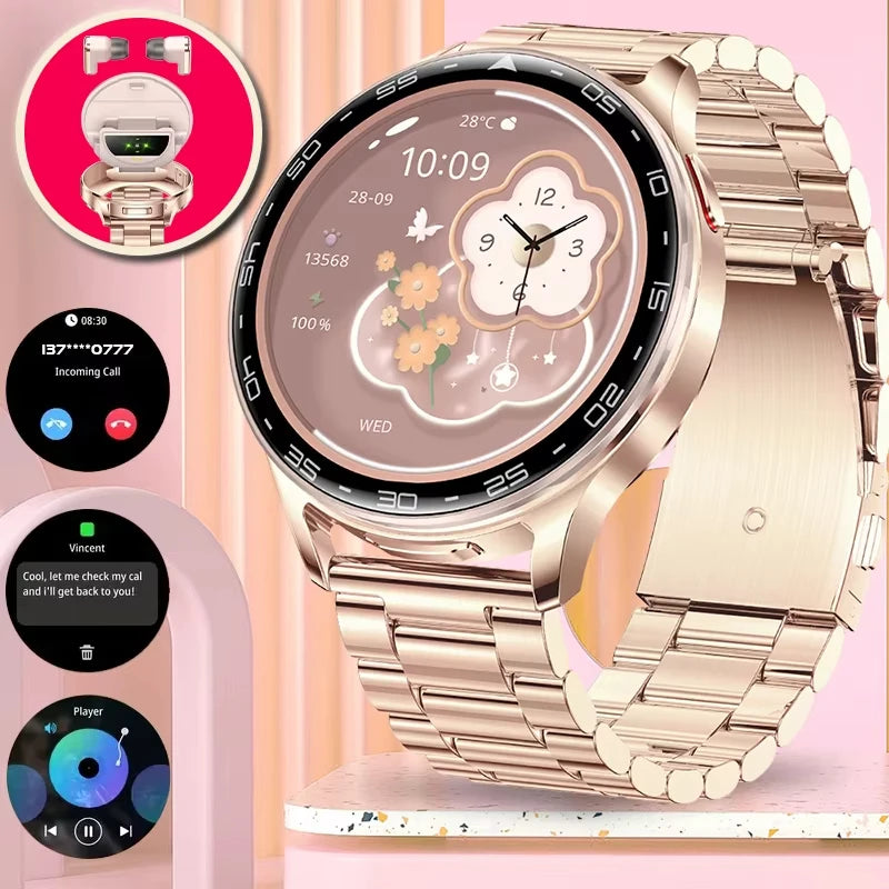 TWS 2-in-1 Headset Smart Watch Men Women Heart Rate Health Monitor Sports Fitness Waterproof Bluetooth Earphone Music Smartwatch