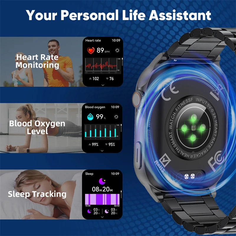 LIGE Smartwatch Men 2.01" HD Screen Health Monitoring Watches Waterproof Sports Fitness Smart Watch Reloj Inteligente Mujer 2025