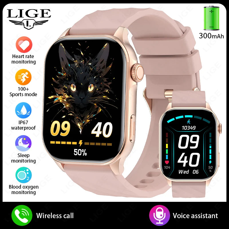 LIGE Smartwatch Men 2.01" HD Screen Health Monitoring Watches Waterproof Sports Fitness Smart Watch Reloj Inteligente Mujer 2025