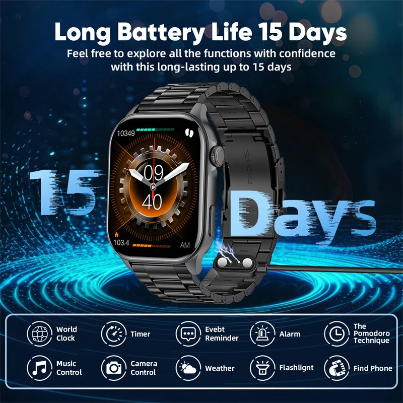 LIGE Smartwatch Men 2.01" HD Screen Health Monitoring Watches Waterproof Sports Fitness Smart Watch Reloj Inteligente Mujer 2025