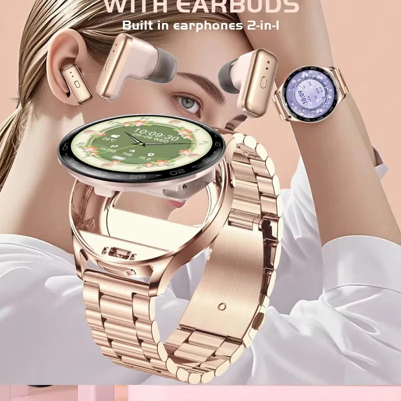 TWS 2-in-1 Headset Smart Watch Men Women Heart Rate Health Monitor Sports Fitness Waterproof Bluetooth Earphone Music Smartwatch