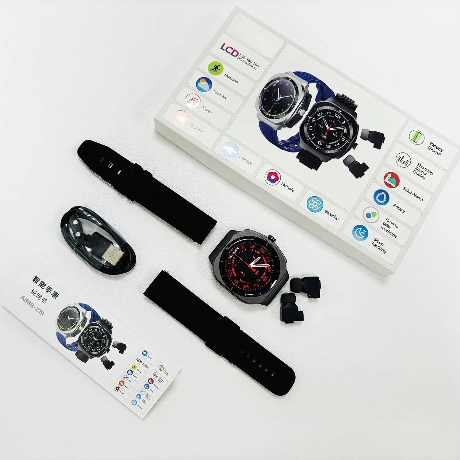 Z19 2 IN1 TWS Earphones Smartwatch Men 2025 Outdoor Relojes Inteligentes Sleep Fitness Tracker Smart Watch with Earbuds 2 in 1