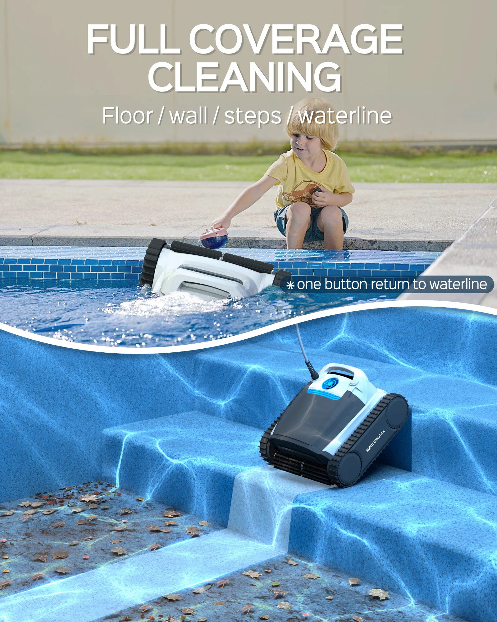 Pool Vacuum Cleaner with 18m Floating Cable Robot Swimming Pools Cleaning Machine WY350 Brushless Motor
