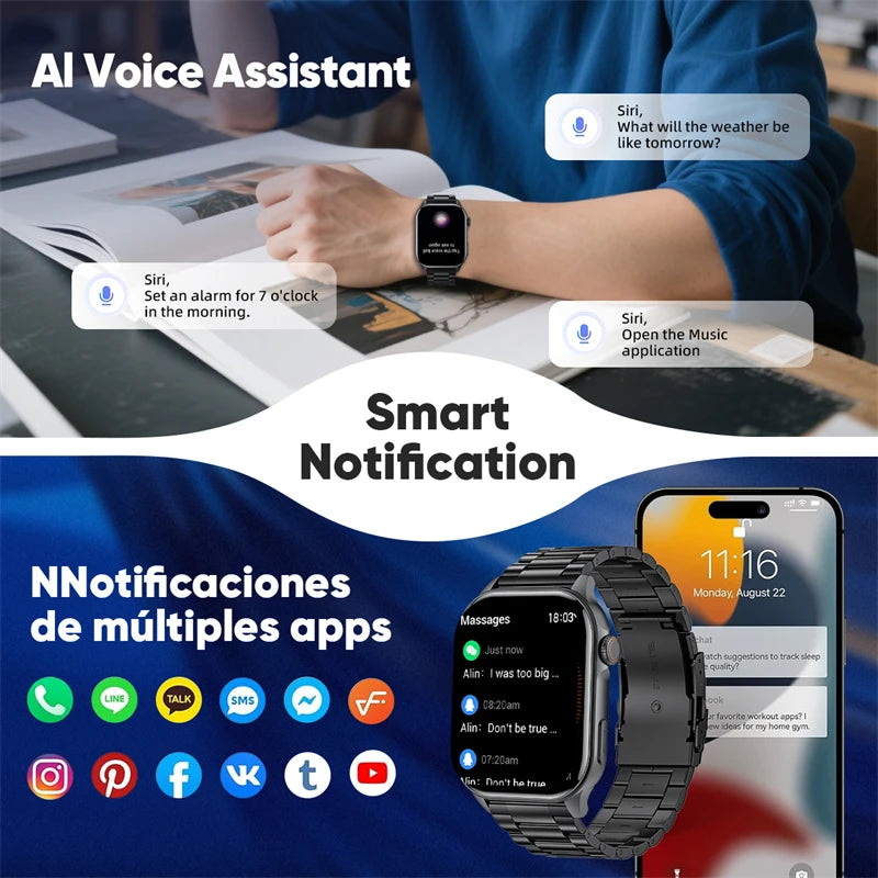 LIGE Smartwatch Men 2.01" HD Screen Health Monitoring Watches Waterproof Sports Fitness Smart Watch Reloj Inteligente Mujer 2025