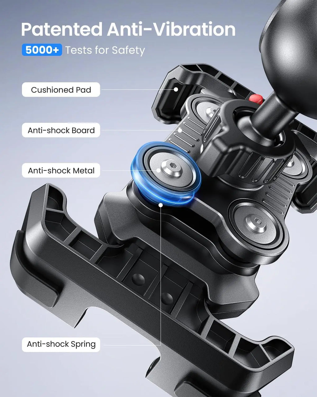Ridnice Motorcycle Phone Mount [Dual Vibration Dampener] Anti-Shake Bike Phone Holder Bicycle Motorbike Phone Mount for iPhone