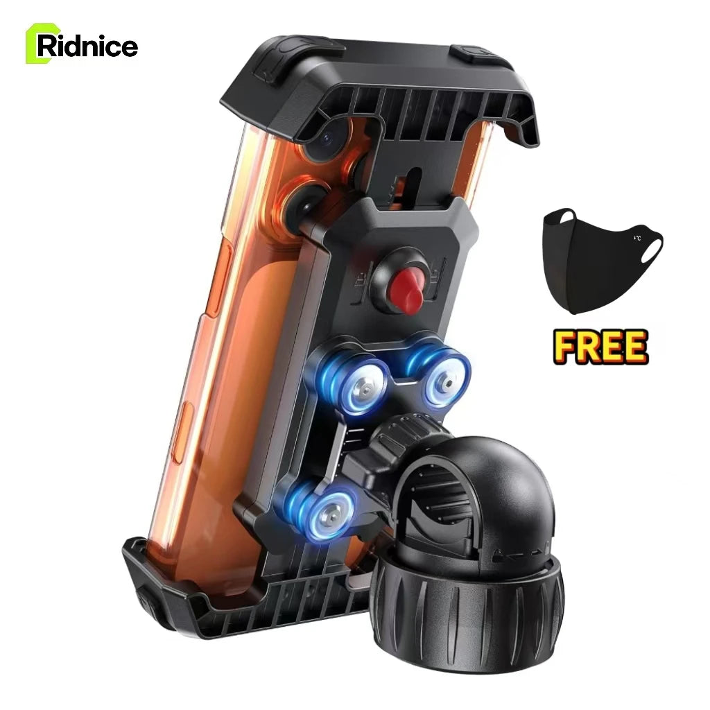 Ridnice Motorcycle Phone Mount [Dual Vibration Dampener] Anti-Shake Bike Phone Holder Bicycle Motorbike Phone Mount for iPhone