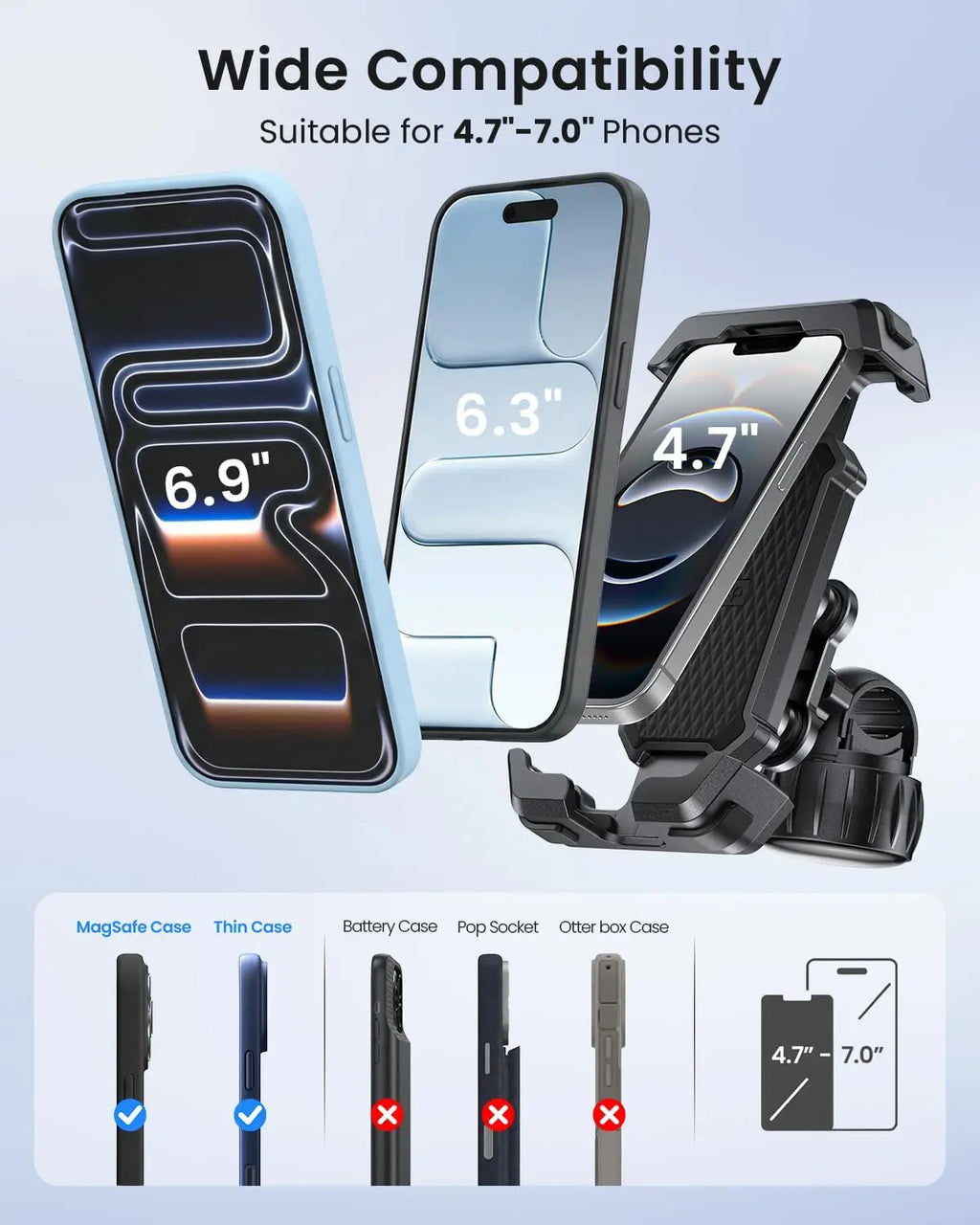 Ridnice Motorcycle Phone Mount [Dual Vibration Dampener] Anti-Shake Bike Phone Holder Bicycle Motorbike Phone Mount for iPhone