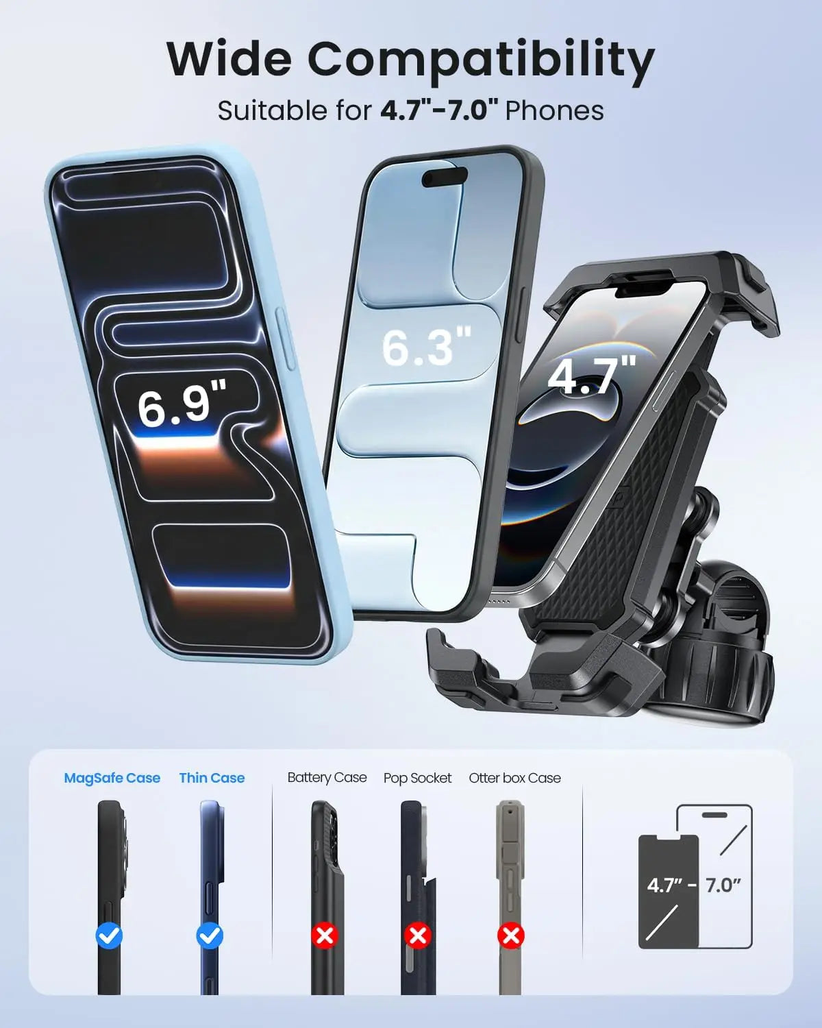 Ridnice Motorcycle Phone Mount [Dual Vibration Dampener] Anti-Shake Bike Phone Holder Bicycle Motorbike Phone Mount for iPhone
