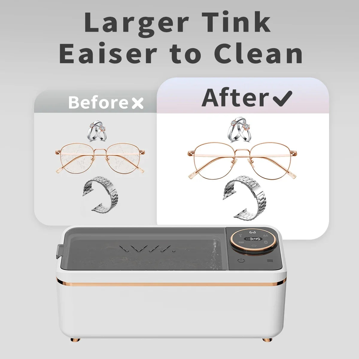 Ultrasonic 55KHZ Cleaning Machine Soundwave Technology for Glasses Dentures Jewelry And Makeup Brushes - Deep Cleaning Appliance